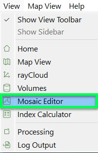 Access View Mosaic Editor in PIX4Dmapper