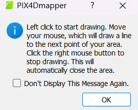 Processing area message in PIX4Dmapper