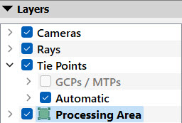 Processing area in Layers PIX4Dmapper