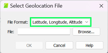 Select Geolocation File in PIX4Dmapper