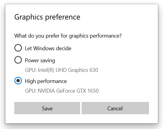graphics preference