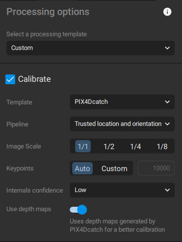 PIX4Dcatch processing template calibrate