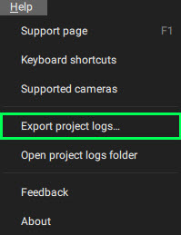 PIX4Dmatic export project logs
