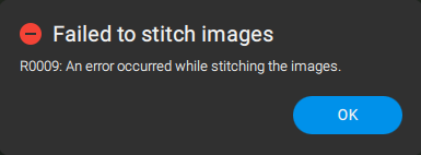 error 009 stitching images