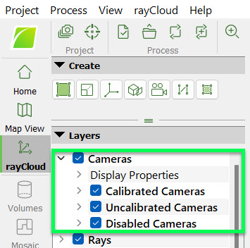 Select Cameras to display camera information PIX4Dmapper