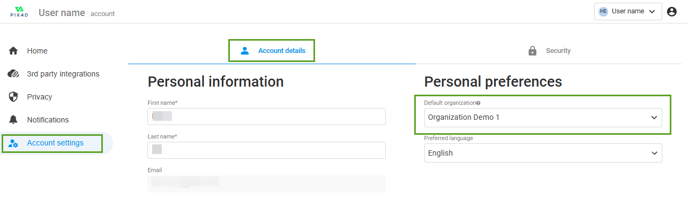 Default organization