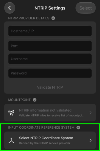 Input CRS for NTRIP