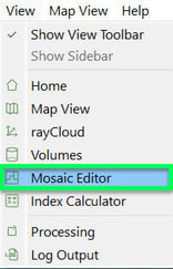 Access View Mosaic Editor in PIX4Dmapper