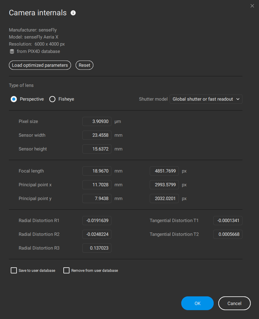 How to set the Camera Internal Parameters - PIX4Dmatic