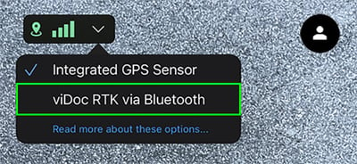 PIX4Dcatch viDoc RTK bluetooth dialog