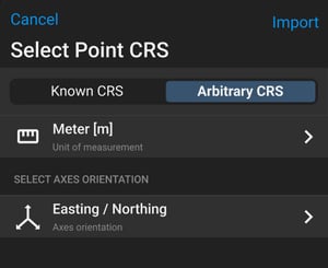 PIX4Dcatch select point crs dialog