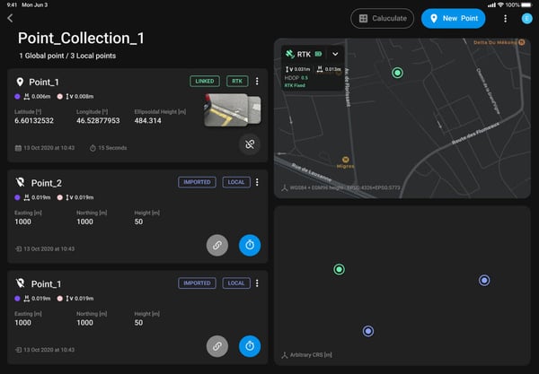 PIX4Dcatch point collection linked point