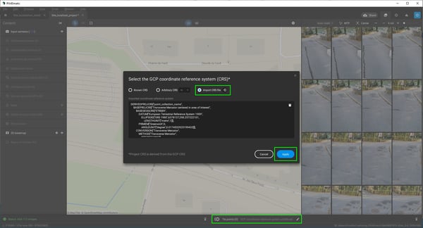 PIX4Dmatic add GCP coordinate reference system dialog