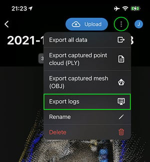 PIX4Dcatch export logs marked