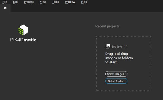 PIX4Dmatic drag drop start new project