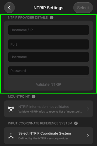 NTRIP credentials