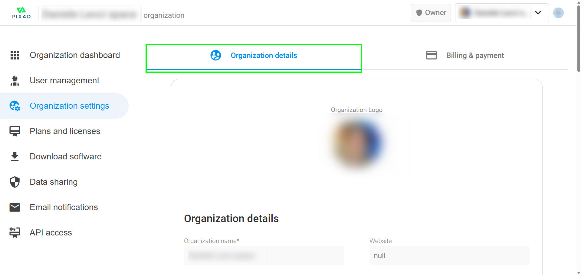 Organization settings