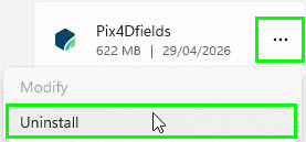PIX4Dfields_Uninstall