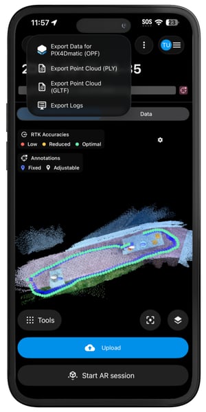 PIX4Dcatch export data for PIX4Dmatic OPF