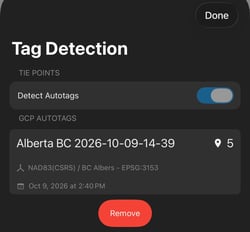 PIX4Dcatch import point collection for tag detection