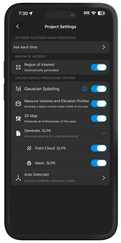 PIX4Dcatch project settings