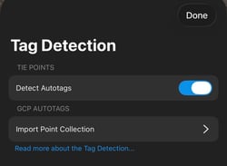 PIX4Dcatch tag detection import point collection