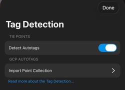 PIX4Dcatch turn on tag detection