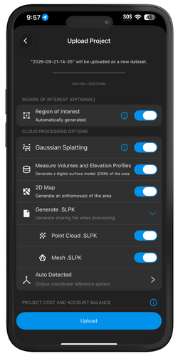 Upload processing option framed