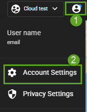 User icon menu