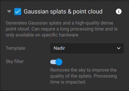 Gaussian splats & point cloud - PIX4Dmatic