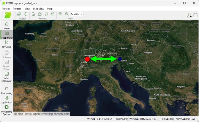 Map view with images and GCPs on the same latitude