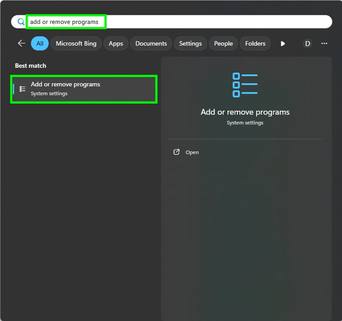 Add or remove programs