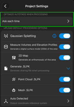 project settings