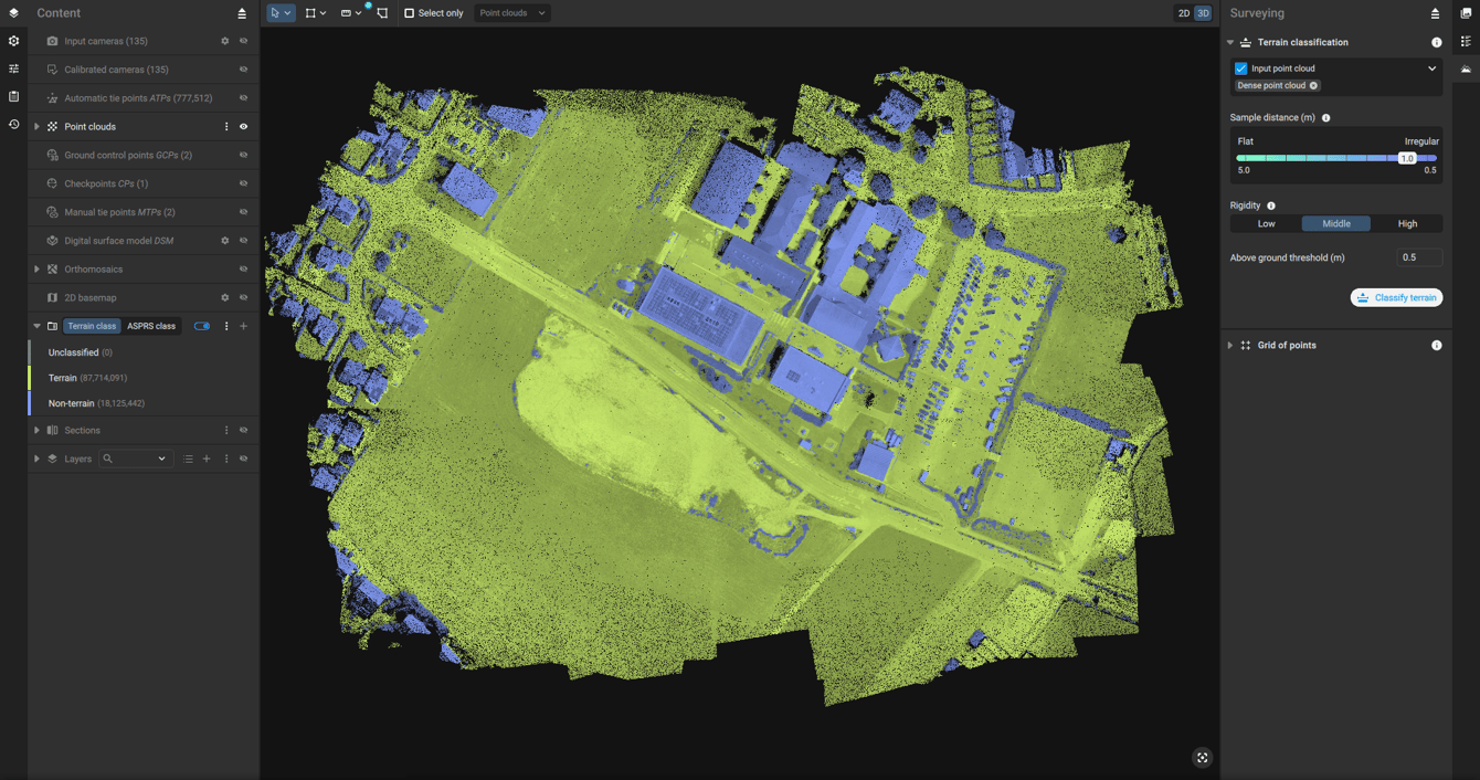Terrain classification - PIX4Dmatic