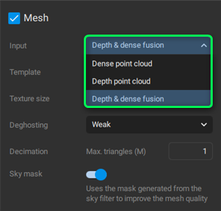 PIX4Dmatic input pointclouds