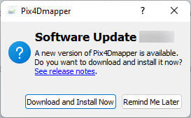 PIX4Dmapper Software Update Window