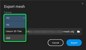 PIX4Dmatic export mesh format