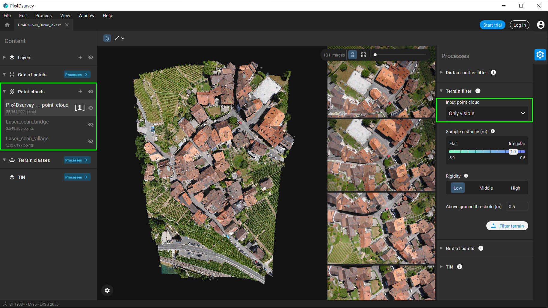 Pix4Dsurvey only visible point cloud